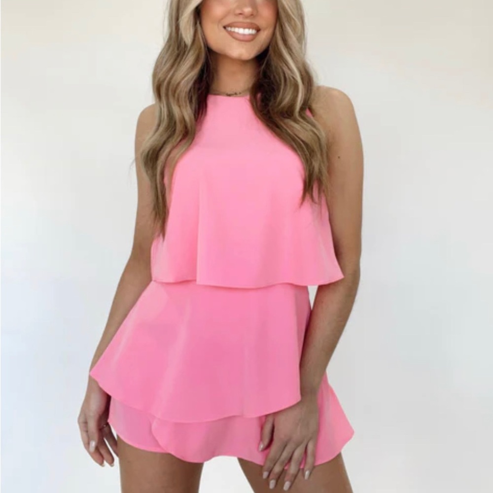 Vestique ruffle layered romper